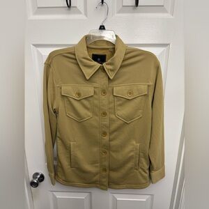 Bagatelle Collection Retro 70s Inspired Golden Chartreuse Utility Jacket, Sz S